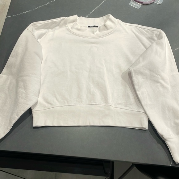 TALENTLESS White Mock Crew Neck Sweatshirt - Picture 1 of 3